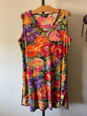90s Y2K Vintage Papa 100% Cotton Boho Hippie Maximalist Sleeveless Dress Sequins